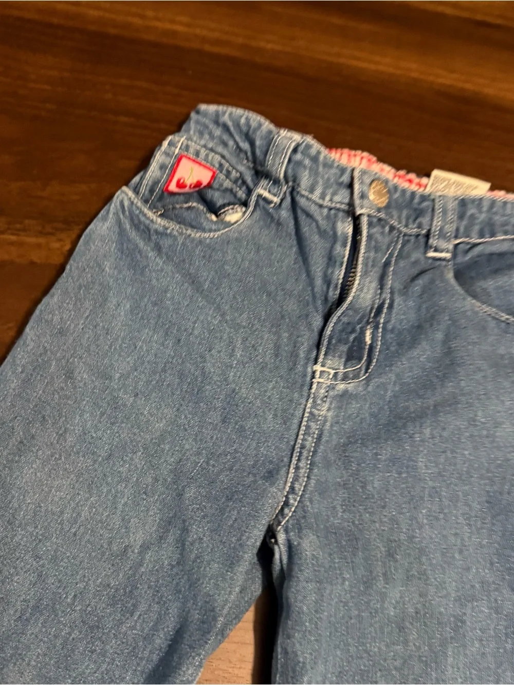 Baby girl vintage cherry embroidered jeans